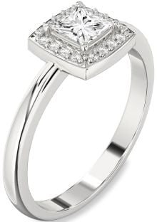 Diamond White Gold Halo Princess Engagement Ring