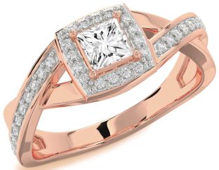 Diamond Rose Gold Halo Princess Engagement Ring