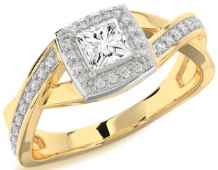 Diamond Platinum & Yellow Gold Halo Princess Engagement Ring