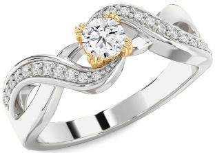 Diamond White Yellow Gold Round Promise Ring