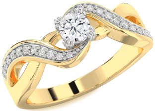 Diamond White Yellow Gold Round Promise Ring