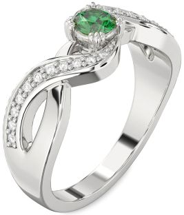 Diamond Emerald White Gold Infinity Round Promise Ring