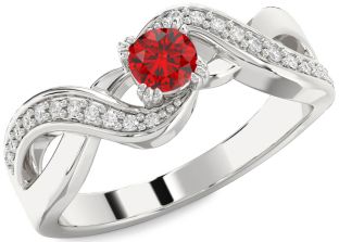 Diamond Ruby Platinum Round Promise Ring