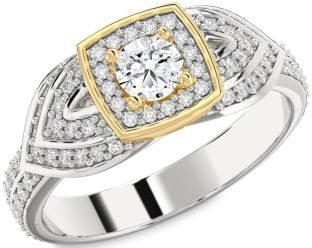Diamond White Yellow Gold Round Promise Ring