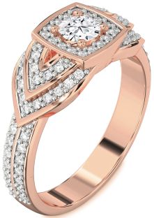 Diamond Rose Gold Halo Round Pave Promise Ring
