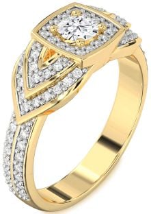 Diamond Gold Halo Round Pave Promise Ring
