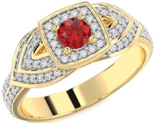 Diamond Ruby Gold Round Promise Ring
