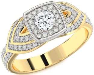 Diamond White Yellow Gold Round Promise Ring