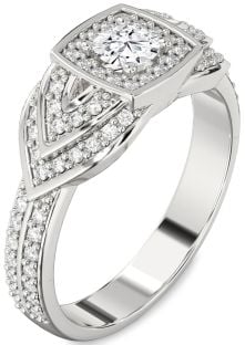 Diamond White Gold Halo Round Pave Promise Ring