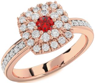 Diamond Ruby Rose Gold Round Promise Ring