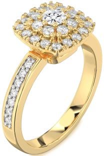 Diamond Gold Halo Round Pave Promise Ring
