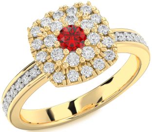 Diamond Ruby Gold Round Promise Ring