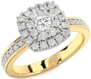 Diamond White Yellow Gold Round Promise Ring