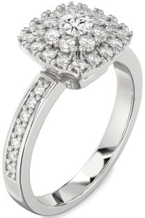 Diamond White Gold Halo Round Pave Promise Ring