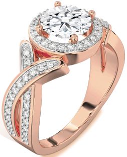 Diamond Rose Gold Halo Round Pave Engagement Ring