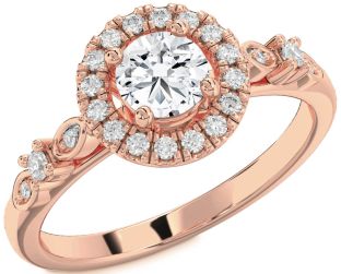 Diamond Rose Gold Halo Round Solitaire Engagement Ring