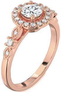 Diamond Rose Gold Halo Round Engagement Ring