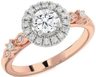 Diamond White Rose Gold Halo Round Solitaire Engagement Ring