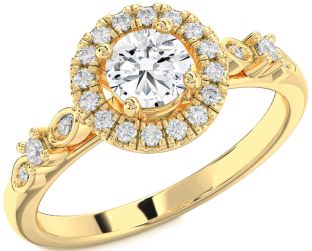 Diamond Gold Halo Round Solitaire Engagement Ring