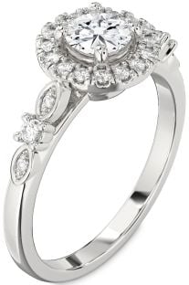 Diamond White Gold Halo Round Engagement Ring
