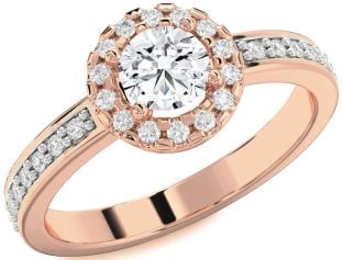 Diamond Rose Gold Halo Round Solitaire Pave Engagement Ring
