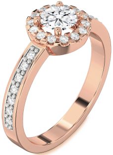 Diamond Rose Gold Halo Round Pave Engagement Ring