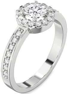 Diamond White Gold Halo Round Pave Engagement Ring