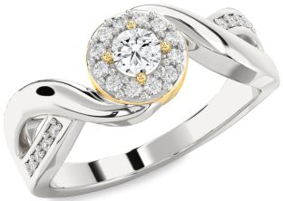 Diamond White Yellow Gold Round Promise Ring