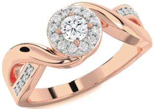 Diamond Rose Gold Silver Round Promise Ring