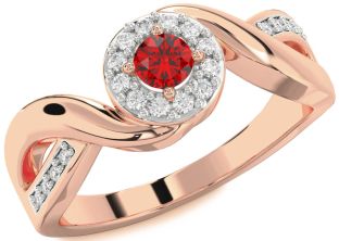 Diamond Ruby Rose Gold Round Promise Ring