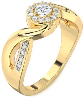 Diamond Gold Halo Round Promise Ring