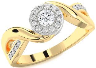 Diamond White Yellow Gold Round Promise Ring