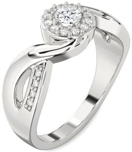 Diamond White Gold Halo Round Promise Ring