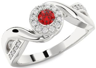 Diamond Ruby Platinum Round Promise Ring