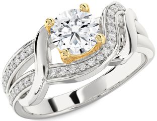 Diamond White Yellow Gold Round Solitaire Engagement Ring