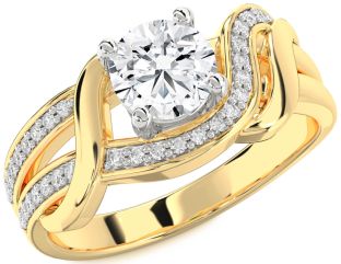 Diamond White Yellow Gold Round Solitaire Engagement Ring