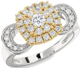Diamond White Yellow Gold Round Promise Ring