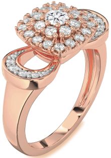 Diamond Rose Gold Halo Round Promise Ring