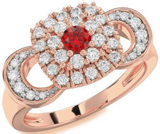 Diamond Ruby Rose Gold Round Promise Ring