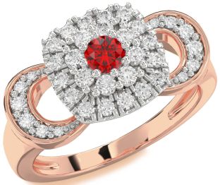 Diamond Ruby White Rose Gold Round Promise Ring