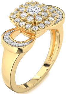 Diamond Gold Halo Round Promise Ring