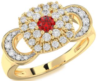 Diamond Ruby Gold Round Promise Ring