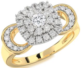 Diamond White Yellow Gold Round Promise Ring