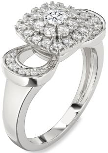Diamond White Gold Halo Round Promise Ring