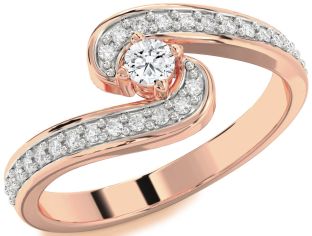 Diamond Rose Gold Silver Round Promise Ring