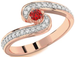 Diamond Ruby Rose Gold Round Promise Ring