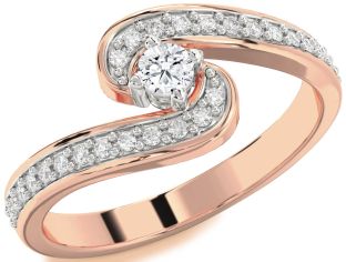 Diamond Rose Gold Silver Round Promise Ring