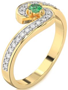 Diamond Emerald Gold Round Pave Promise Ring