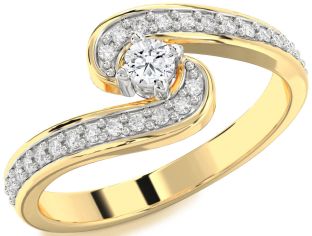 Diamond White Yellow Gold Round Promise Ring