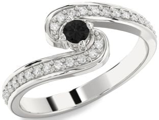 Black Diamond Silver Round Pave Promise Ring
